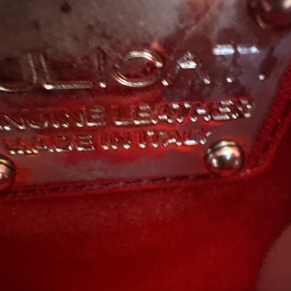 Pulicati Red Italian Leather Dome Bag - Picture 8 of 8